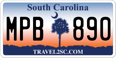 SC license plate MPB890