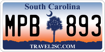 SC license plate MPB893