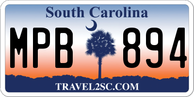 SC license plate MPB894