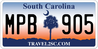 SC license plate MPB905