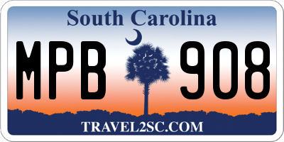 SC license plate MPB908
