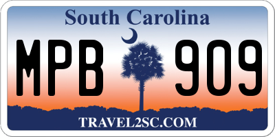 SC license plate MPB909