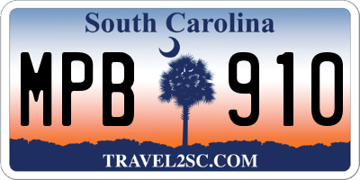SC license plate MPB910