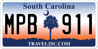 SC license plate MPB911