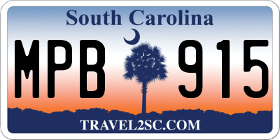 SC license plate MPB915