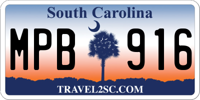 SC license plate MPB916
