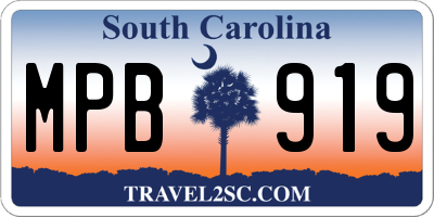 SC license plate MPB919