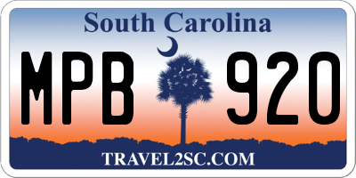 SC license plate MPB920