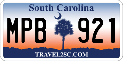 SC license plate MPB921