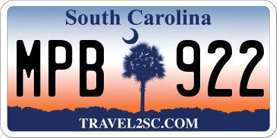 SC license plate MPB922