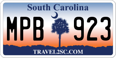 SC license plate MPB923