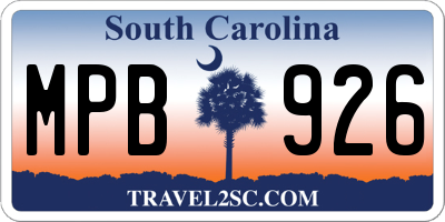 SC license plate MPB926