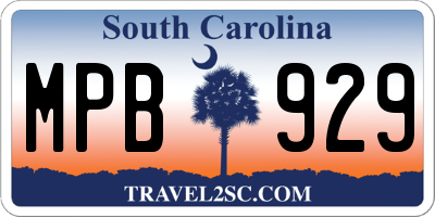 SC license plate MPB929