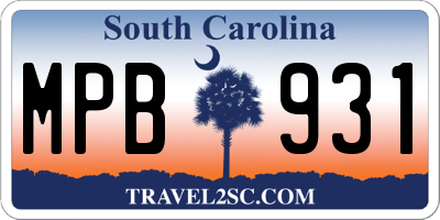 SC license plate MPB931