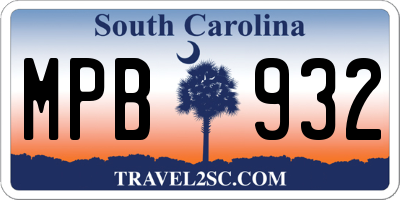 SC license plate MPB932