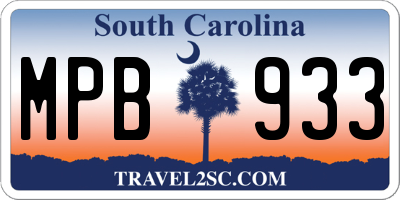 SC license plate MPB933