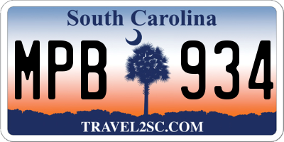SC license plate MPB934
