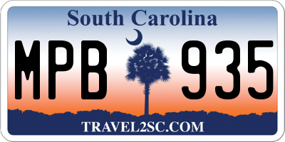 SC license plate MPB935