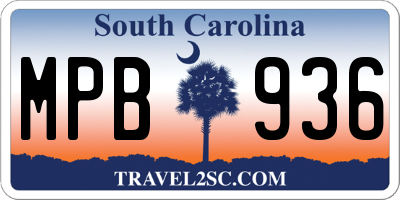 SC license plate MPB936