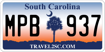 SC license plate MPB937