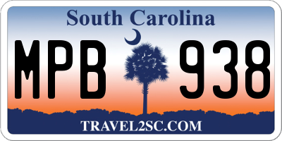 SC license plate MPB938