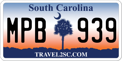 SC license plate MPB939