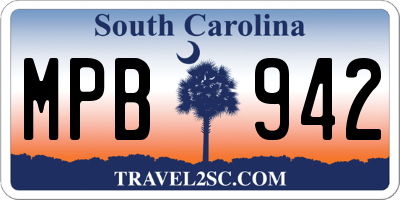 SC license plate MPB942