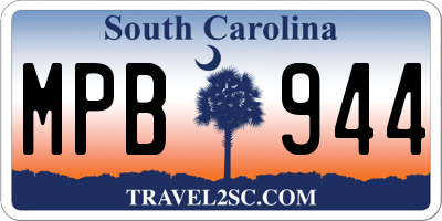 SC license plate MPB944