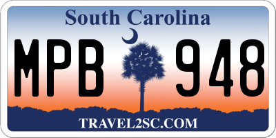 SC license plate MPB948