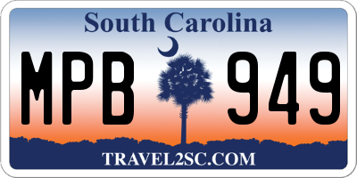 SC license plate MPB949