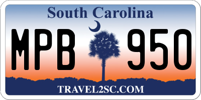 SC license plate MPB950