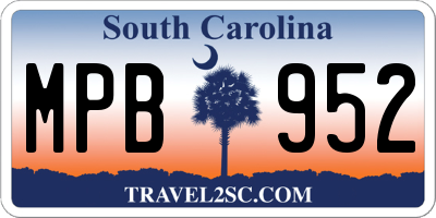 SC license plate MPB952