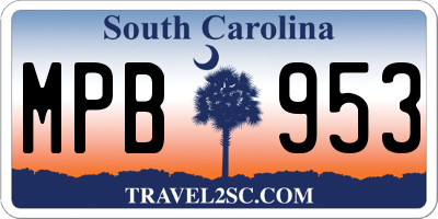 SC license plate MPB953