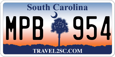 SC license plate MPB954