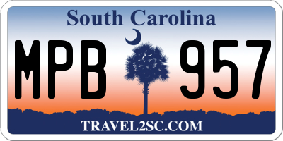 SC license plate MPB957