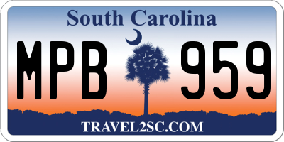 SC license plate MPB959