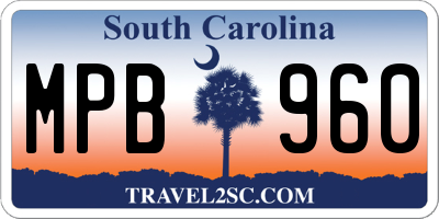 SC license plate MPB960