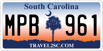 SC license plate MPB961
