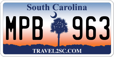 SC license plate MPB963