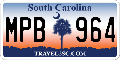 SC license plate MPB964