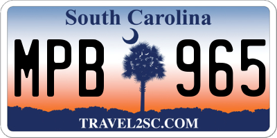 SC license plate MPB965