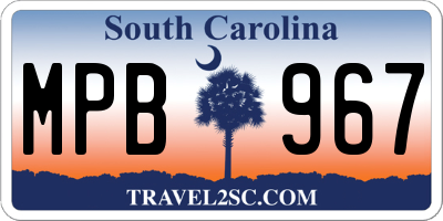 SC license plate MPB967