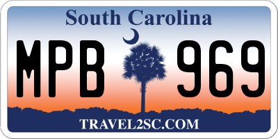SC license plate MPB969