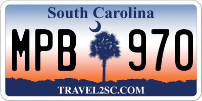 SC license plate MPB970