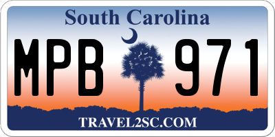 SC license plate MPB971