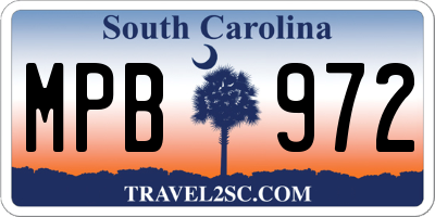 SC license plate MPB972