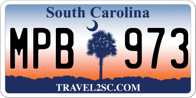 SC license plate MPB973