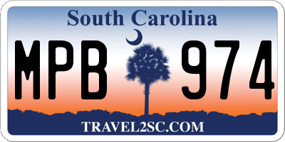 SC license plate MPB974
