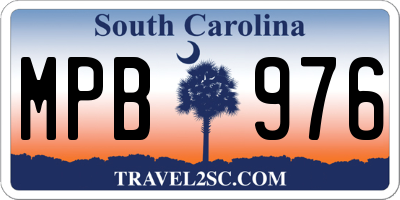 SC license plate MPB976