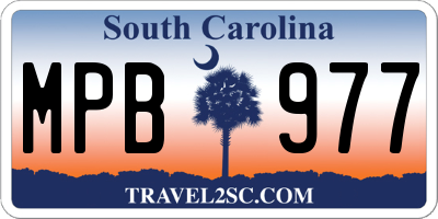 SC license plate MPB977